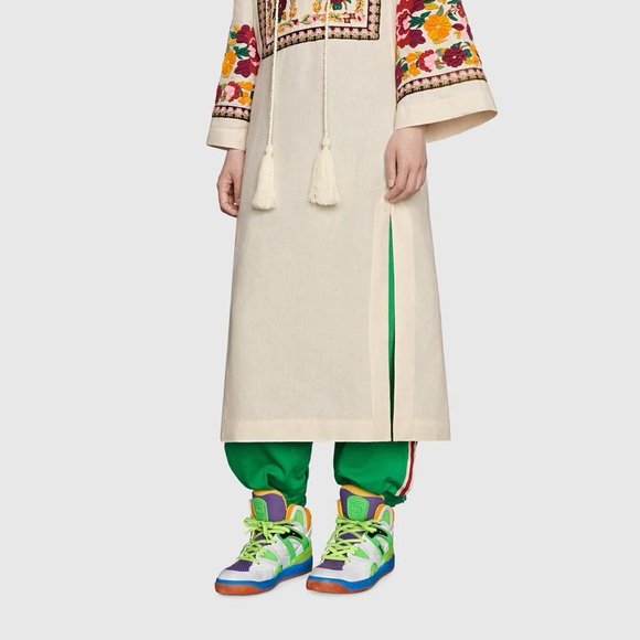 Gucci Basket High Top Women Sneaker in Multi C Distressed Demetra US 7 - Picture 2 of 10